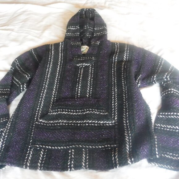 Baja Joe Purple medium Pull Over Poncho Size Medium Pre Owned - Picture 1 of 5